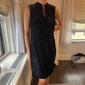Elie Tahari Crushed Velvet Elegant Black Sleeveless Dress